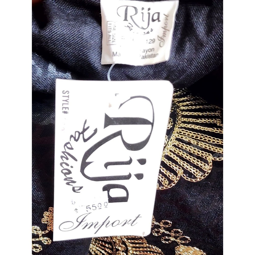 Rija Import Fashions NEW Embroidered Jacket Black OS Pakistan Boho Ethnic - Picture 6 of 8